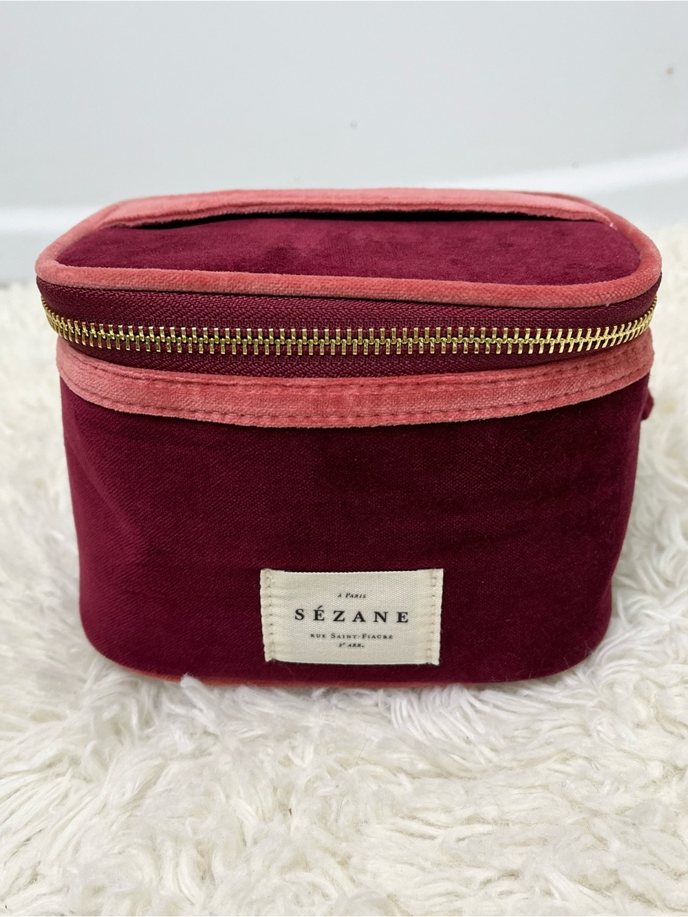 Sezane Small Velvet Cosmetic Bag